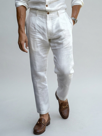Men's Tapered Linen-Look Summer Trousers