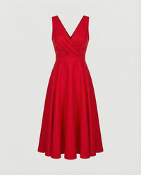 Women's A-Line Midi Dress V-Neck Sleeveless Cocktail