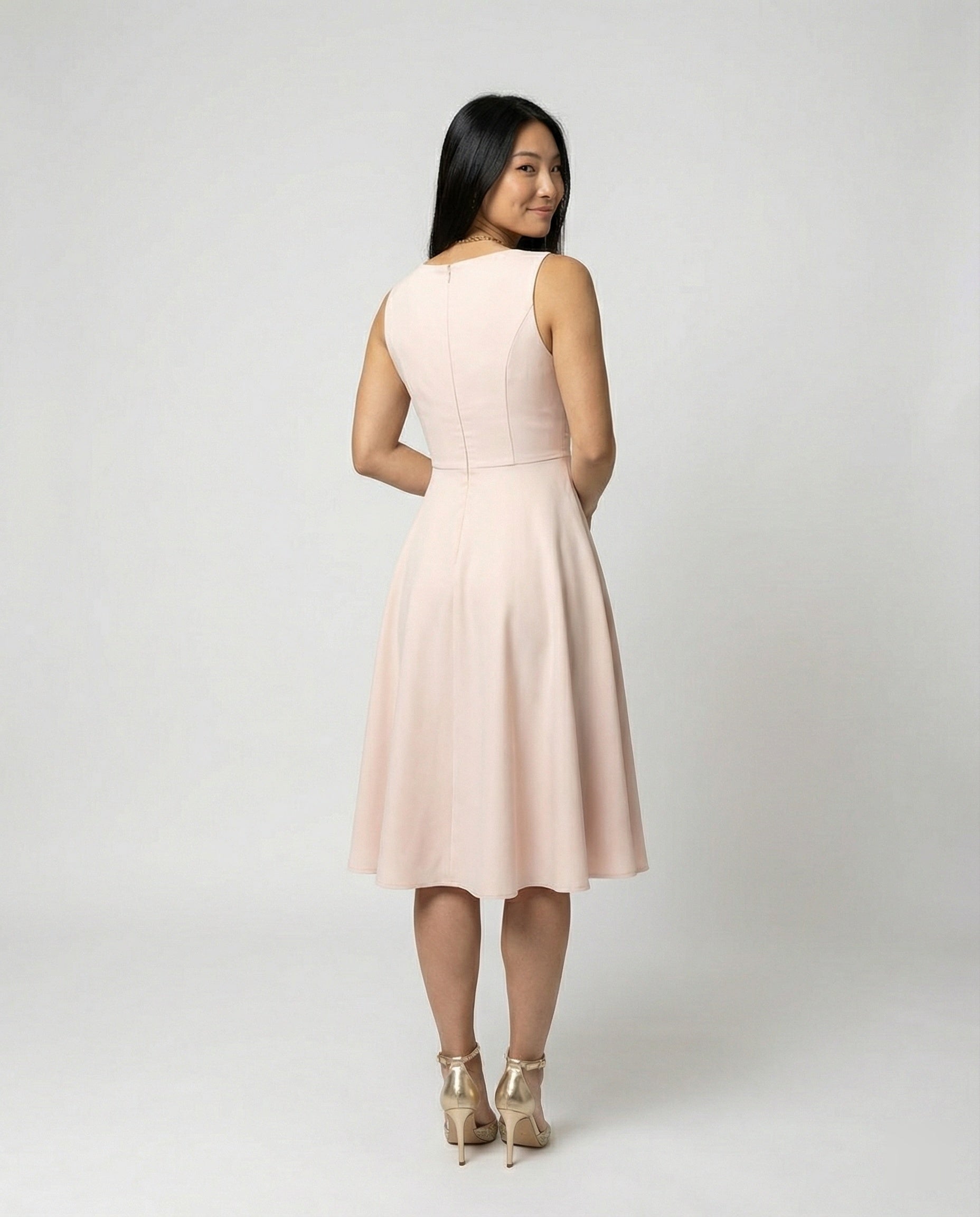 Ella | A-Line Midi Dress V Neck Sleeveless 4