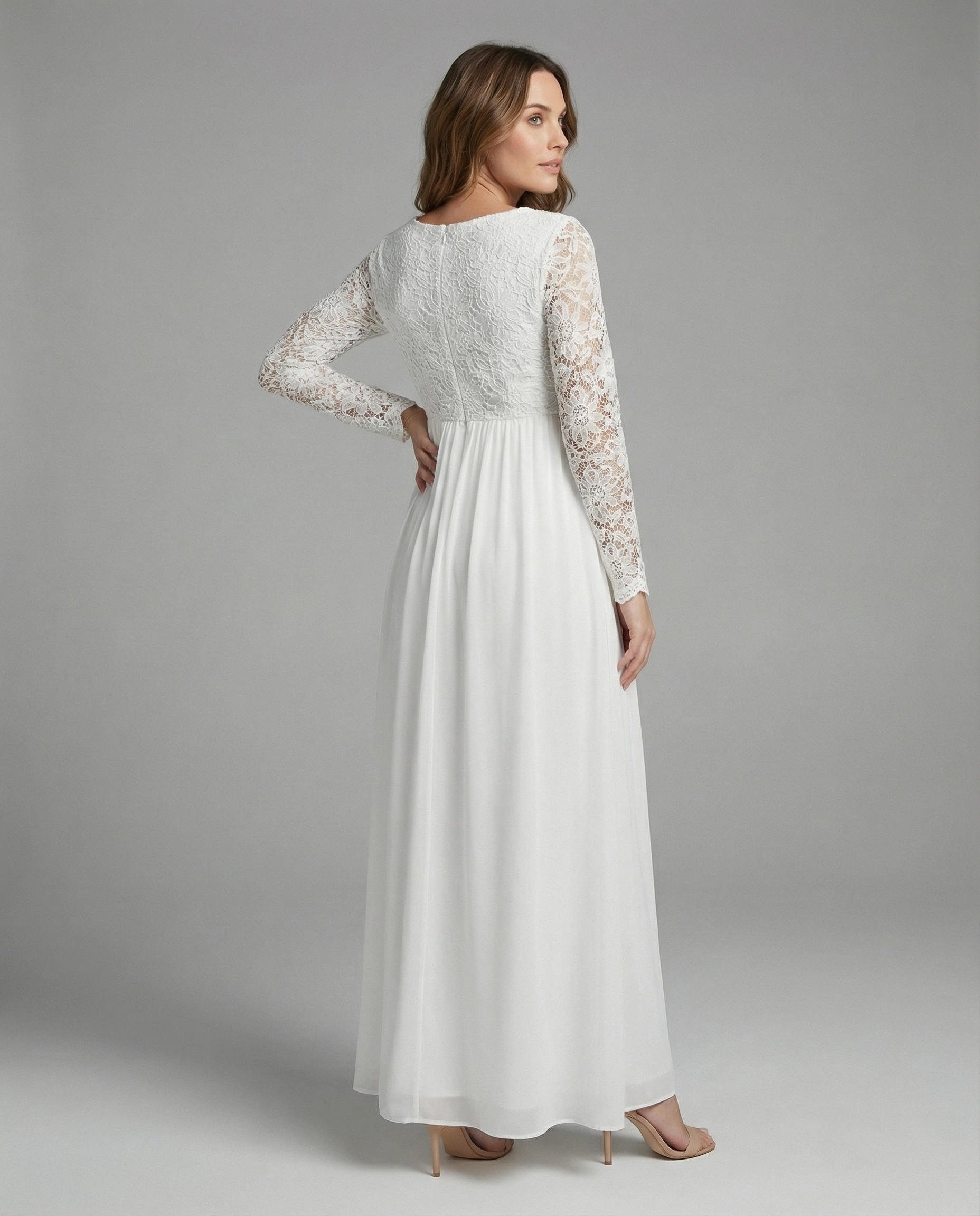 Ella | Maternity Dress Long Sleeve Lace Cutout 2