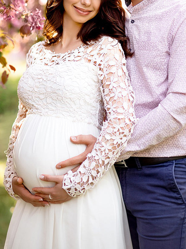 Ella | Maternity Dress Long Sleeve Lace Cutout 5