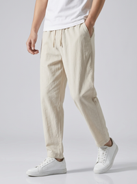 Men's Relaxed-Fit Linen Trousers with Drawstring