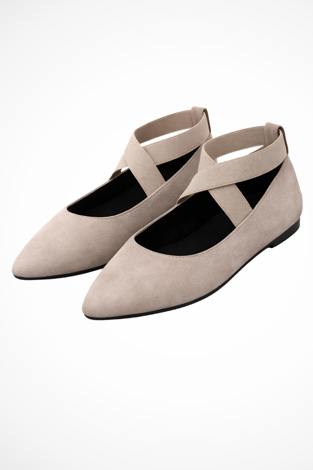 Women's pointed toe ballet flats with ankle straps