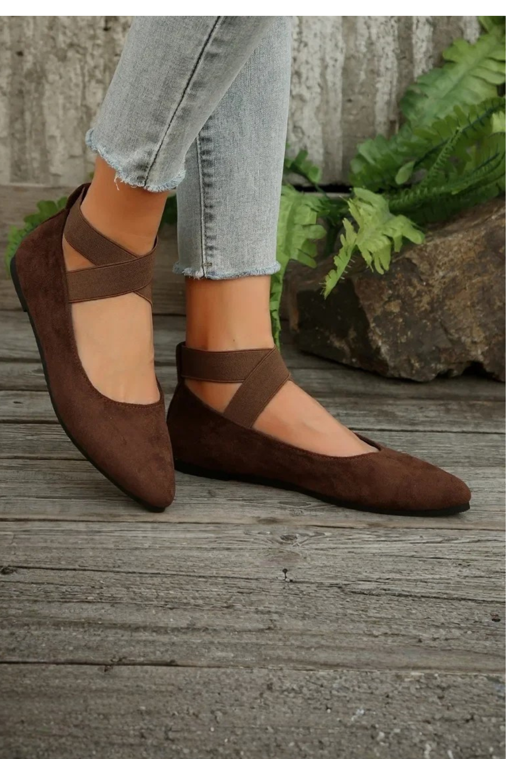 Women's pointed toe ballet flats with ankle straps