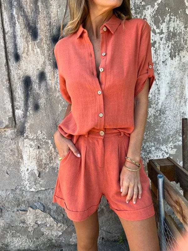 Women's white linen two-piece co-ord set