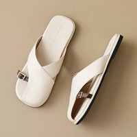 Fisherman Sandals Cross-Strap Square Toe Slides