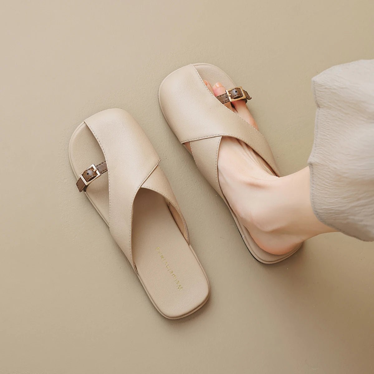 Fisherman Sandals Cross-Strap Square Toe Slides 2