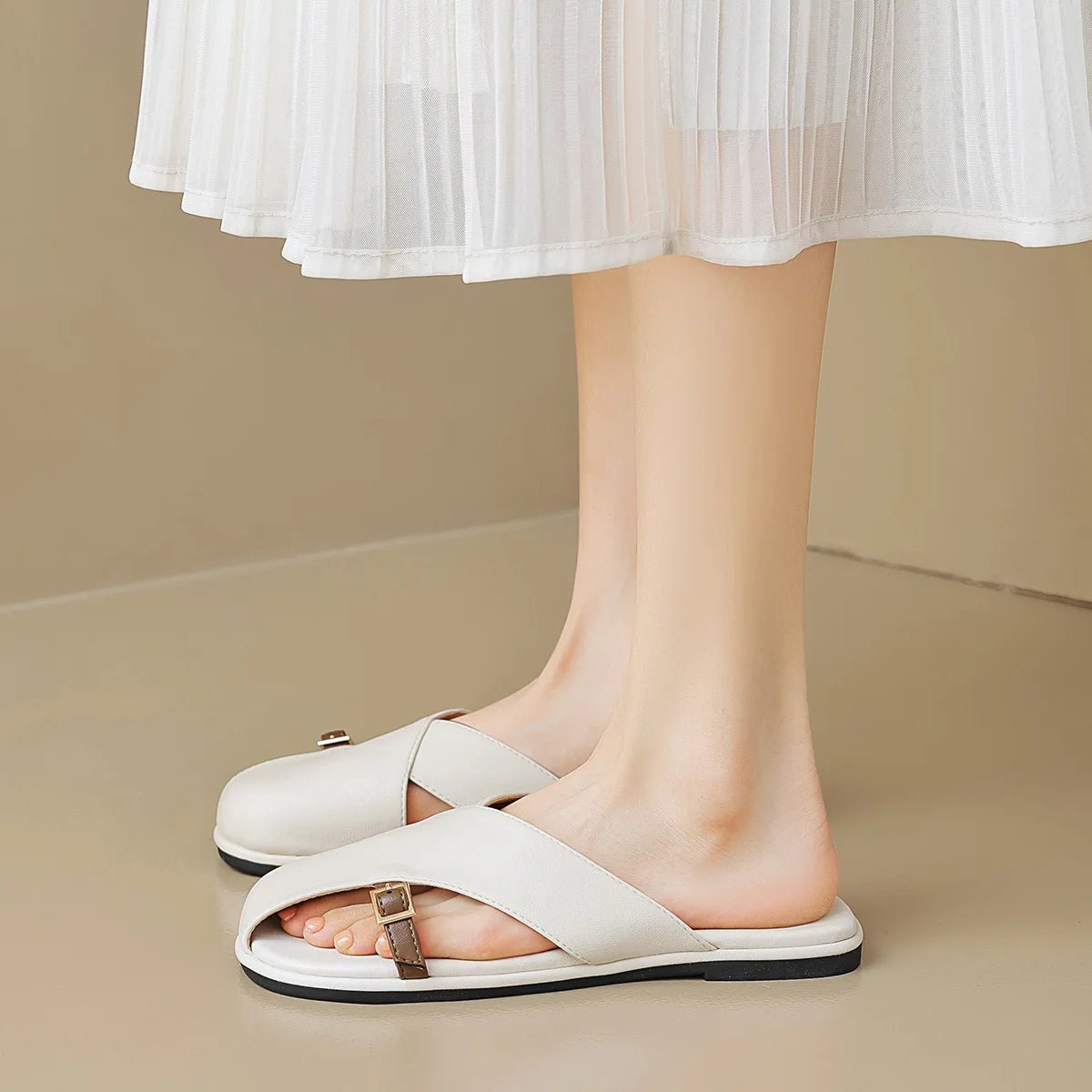 Fisherman Sandals Cross-Strap Square Toe Slides 3
