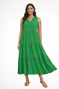 Women's V-Neck Tiered Maxi Dress - Summer Sundress