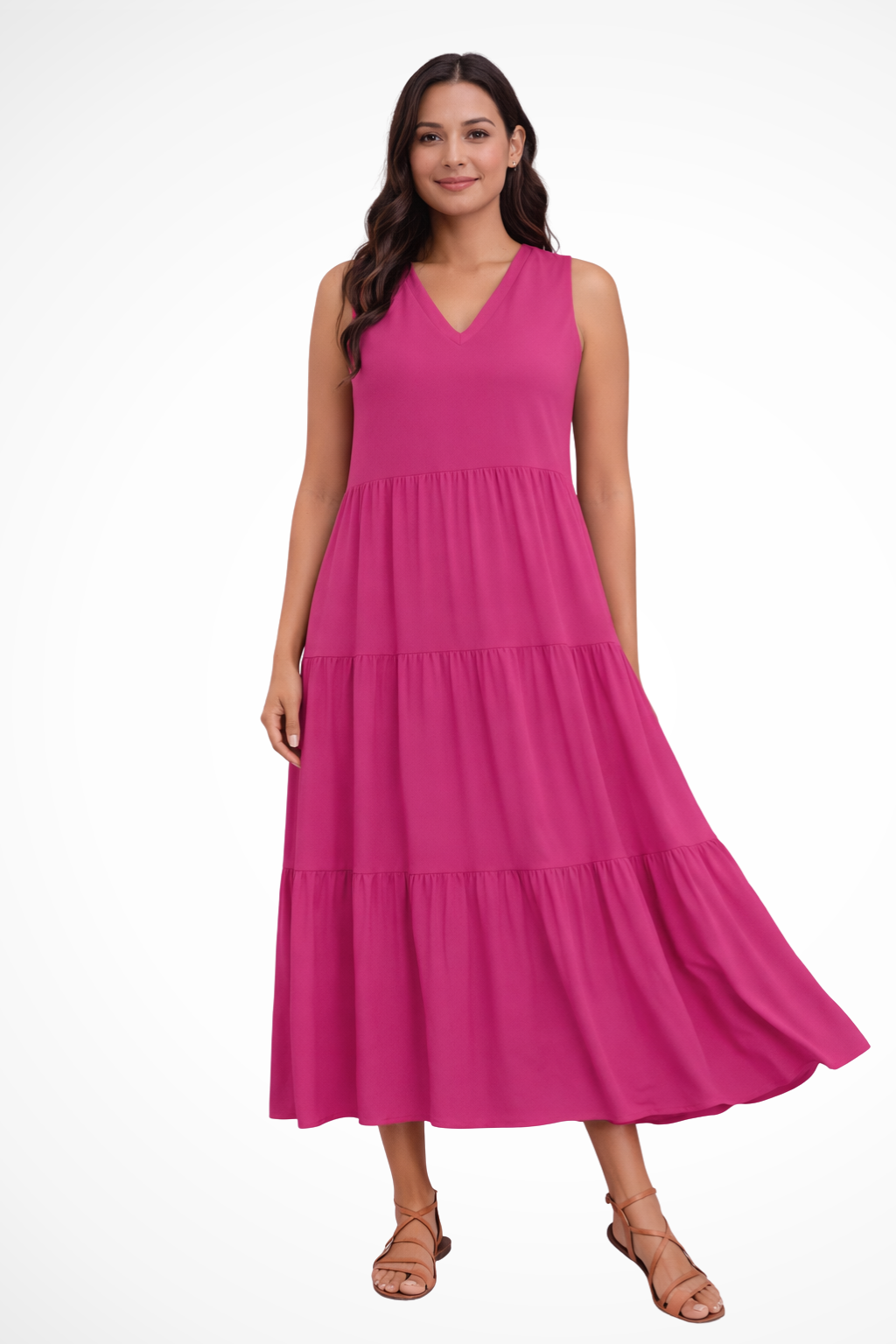 Women's v-neck tiered maxi sundress for summer