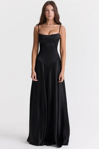 Women's Satin Corset Maxi Dress Spaghetti Strap