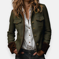 Women's Herringbone Tailored Jacket with Button Front