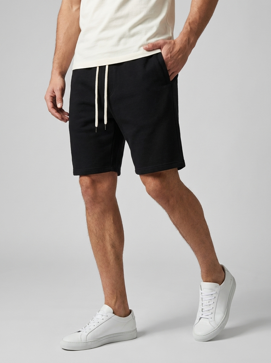Jersey Sweat Shorts with Drawstring and Pockets