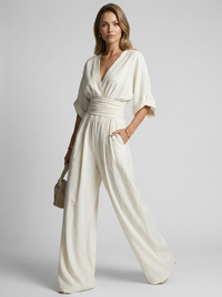 Women's V-Neck Wide-Leg Jumpsuit for Occasions