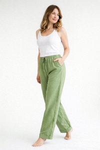 High-Waist Loose Fit Trousers with Drawstring