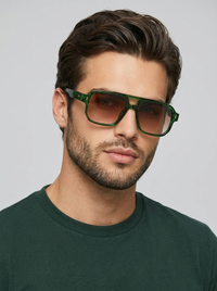Men's Square Sunglasses with Double Bridge & UV400