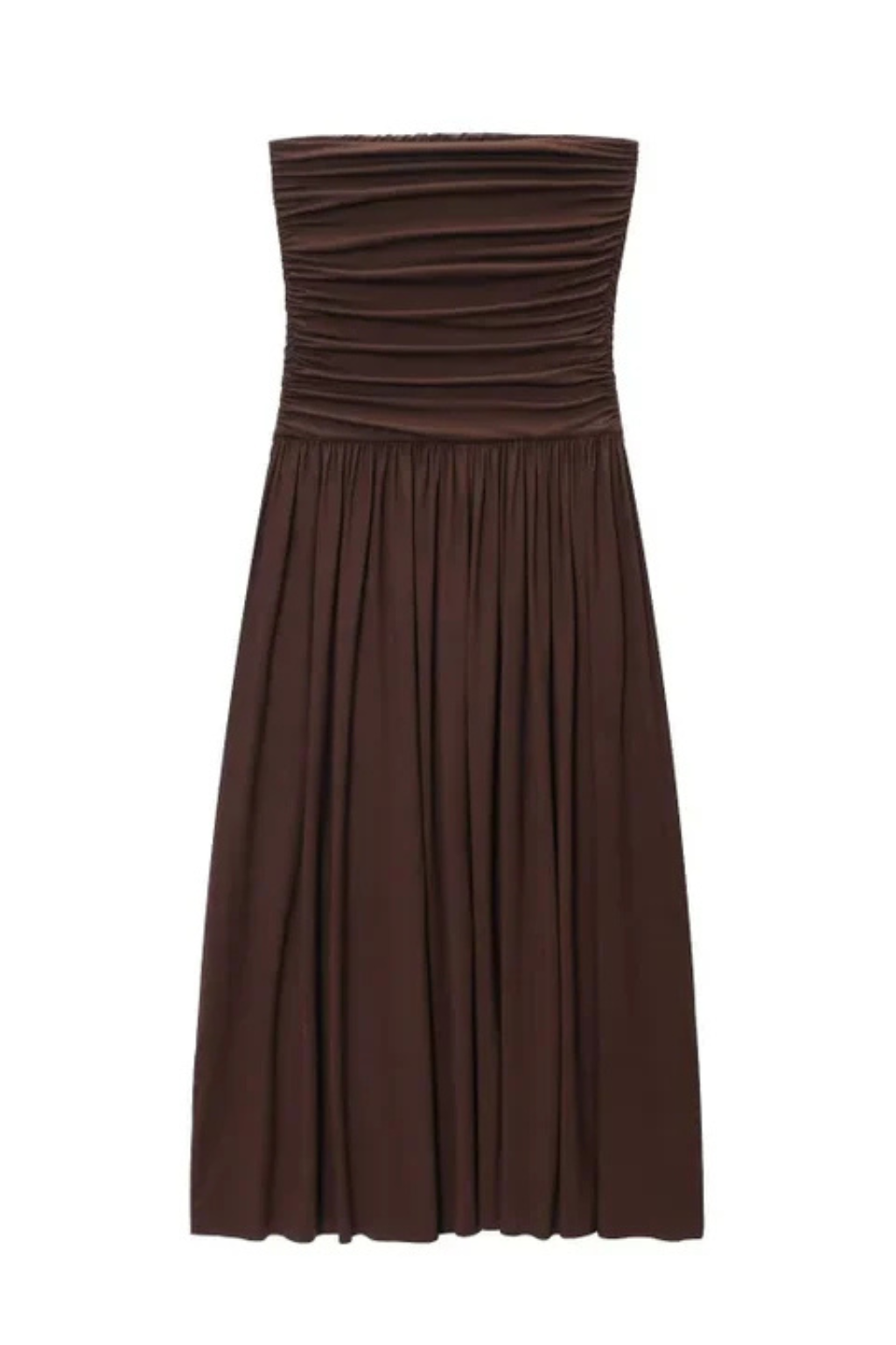 Women's strapless pleated maxi dress for summer occasions