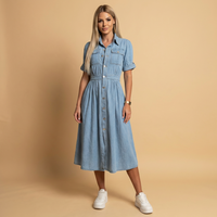 Women's Button-Through Denim Shirt Dress