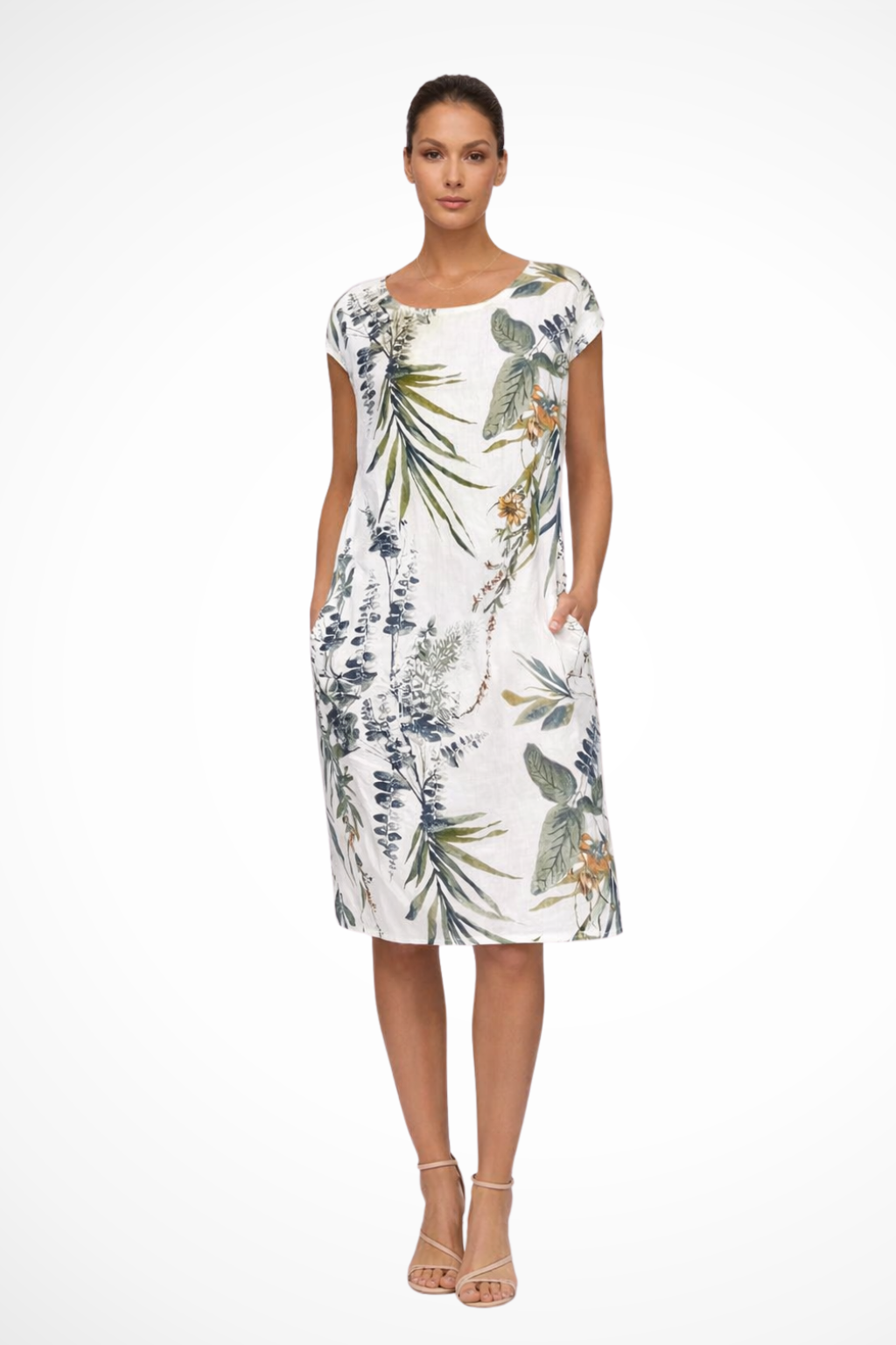 Women's floral shift summer dress with side pockets