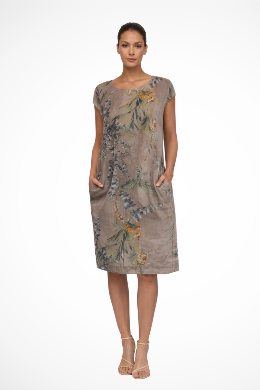 Women's floral shift summer dress with side pockets