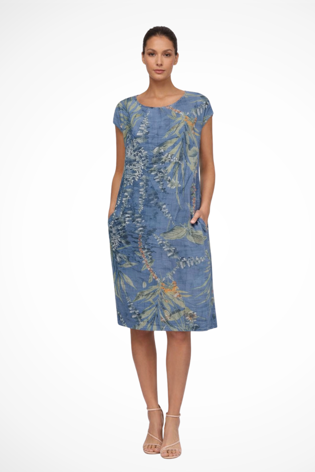 Women's floral shift summer dress with side pockets