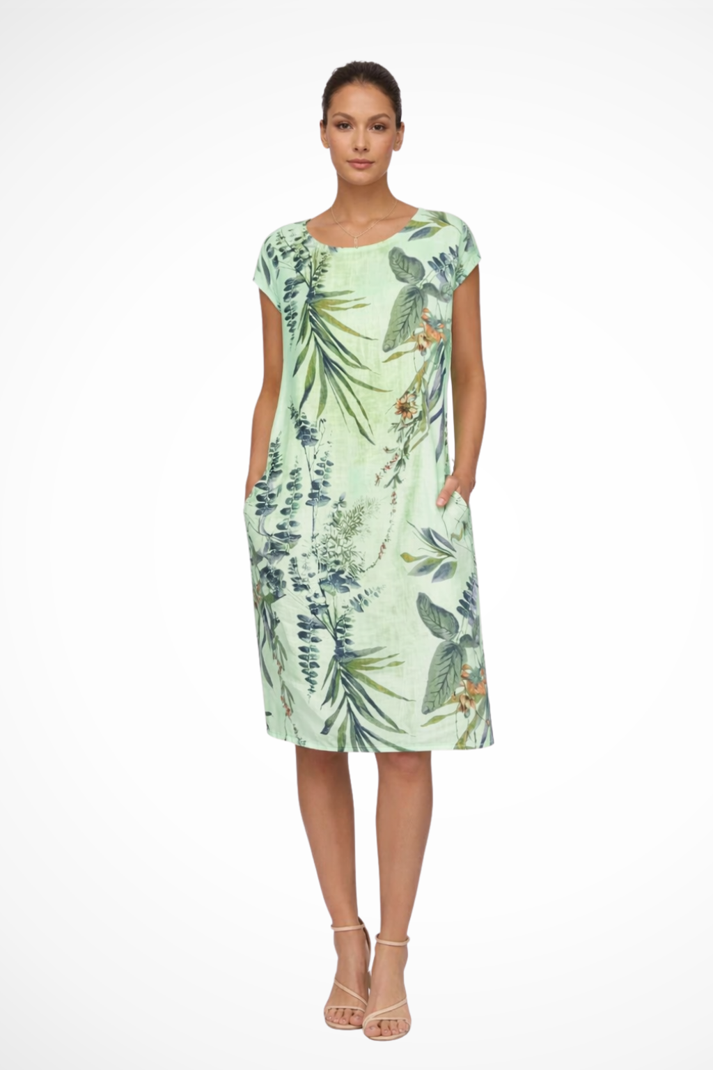 Women's floral shift summer dress with side pockets