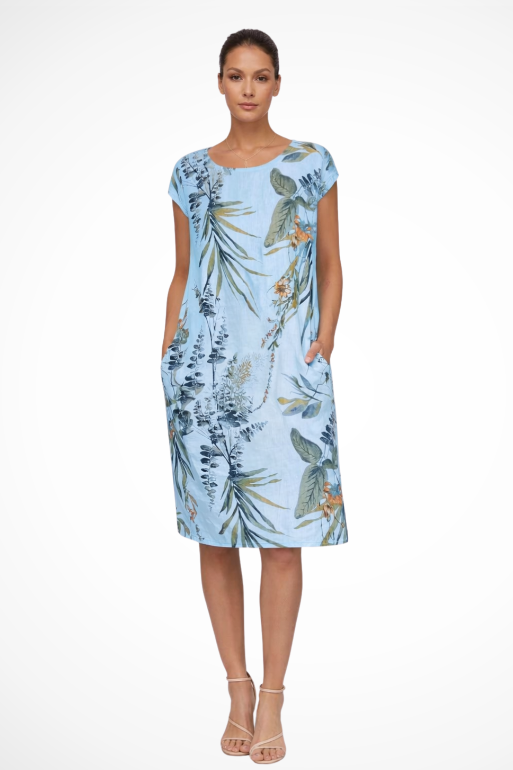 Women's floral shift summer dress with side pockets