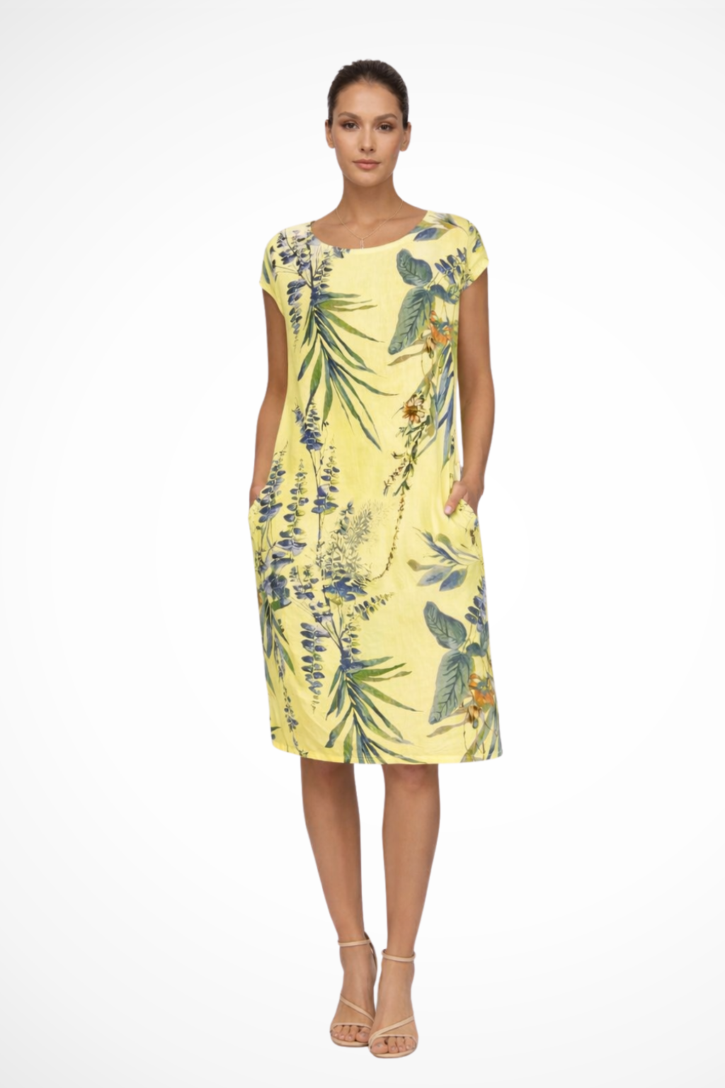 Women's floral shift summer dress with side pockets