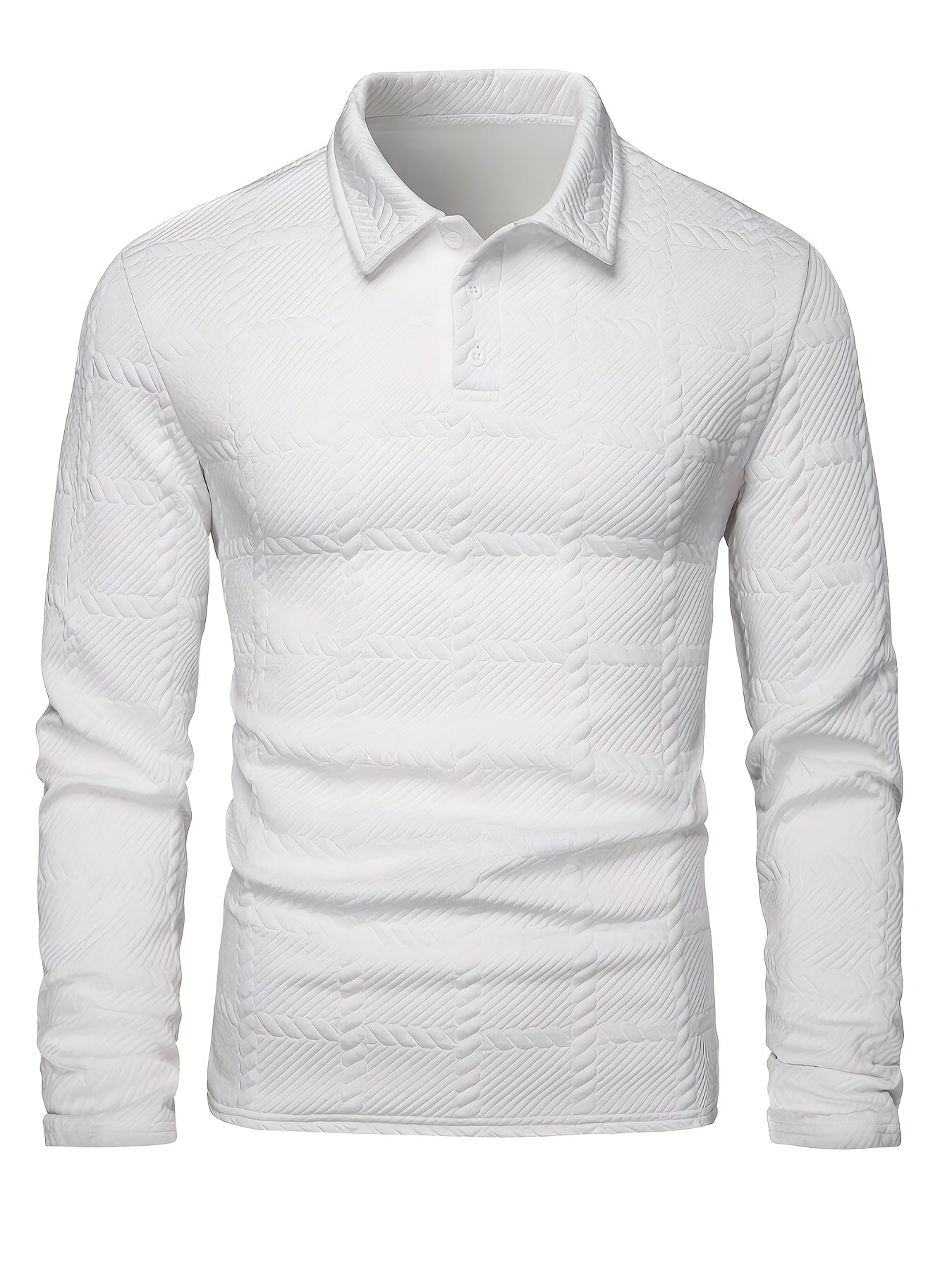 Men's black jacquard textured polo shirt