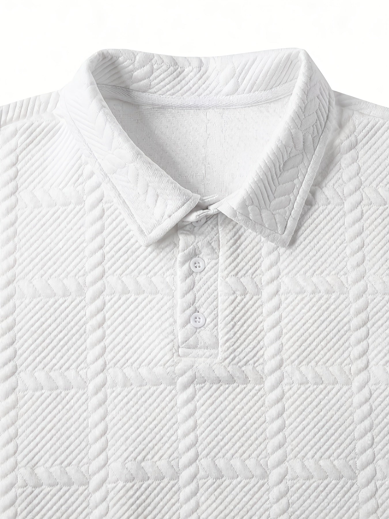Men's black jacquard textured polo shirt