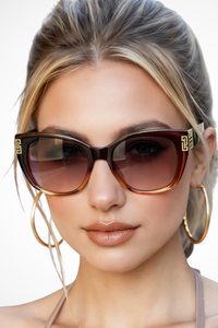 Women's Cat Eye Sunglasses - Gradient Lens Gold Detail