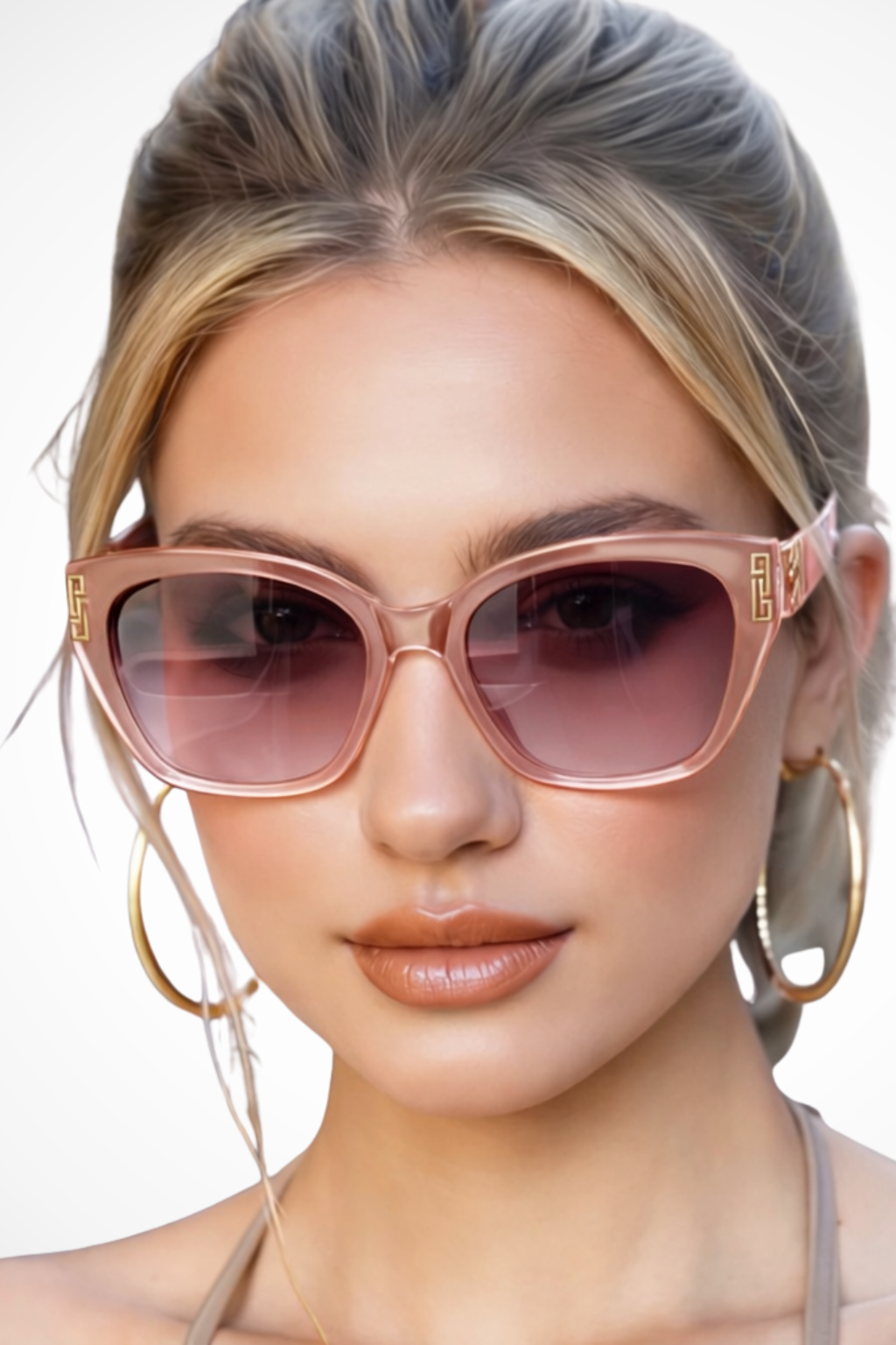 Women's cat eye sunglasses with gradient lenses and gold detail