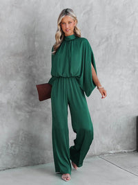 Women's Pleated Butterfly-Sleeve Evening Jumpsuit
