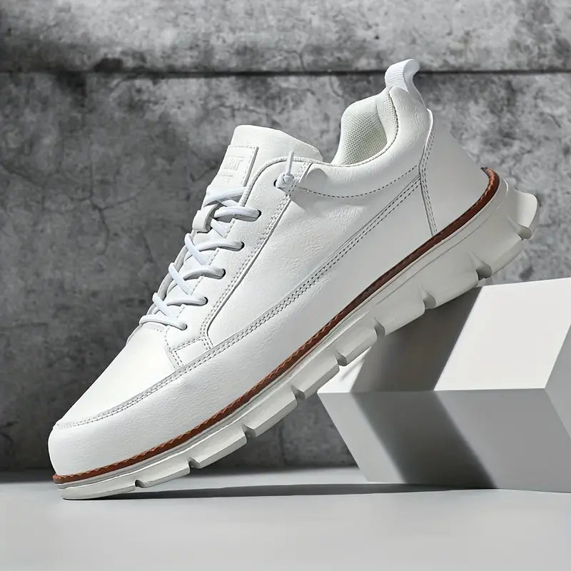 Leather lace-up trainers in blue and grey with cushioned support
