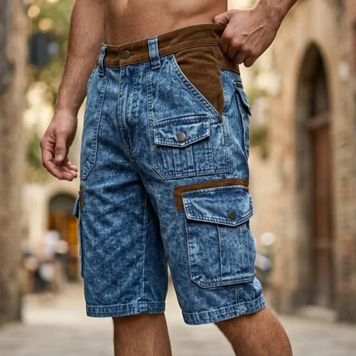 Men's blue loose fit cargo shorts
