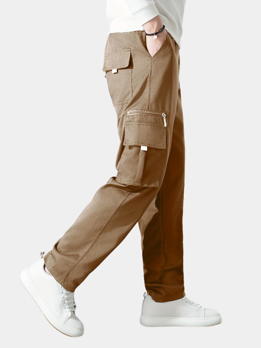Men's light brown loose fit cargo trousers