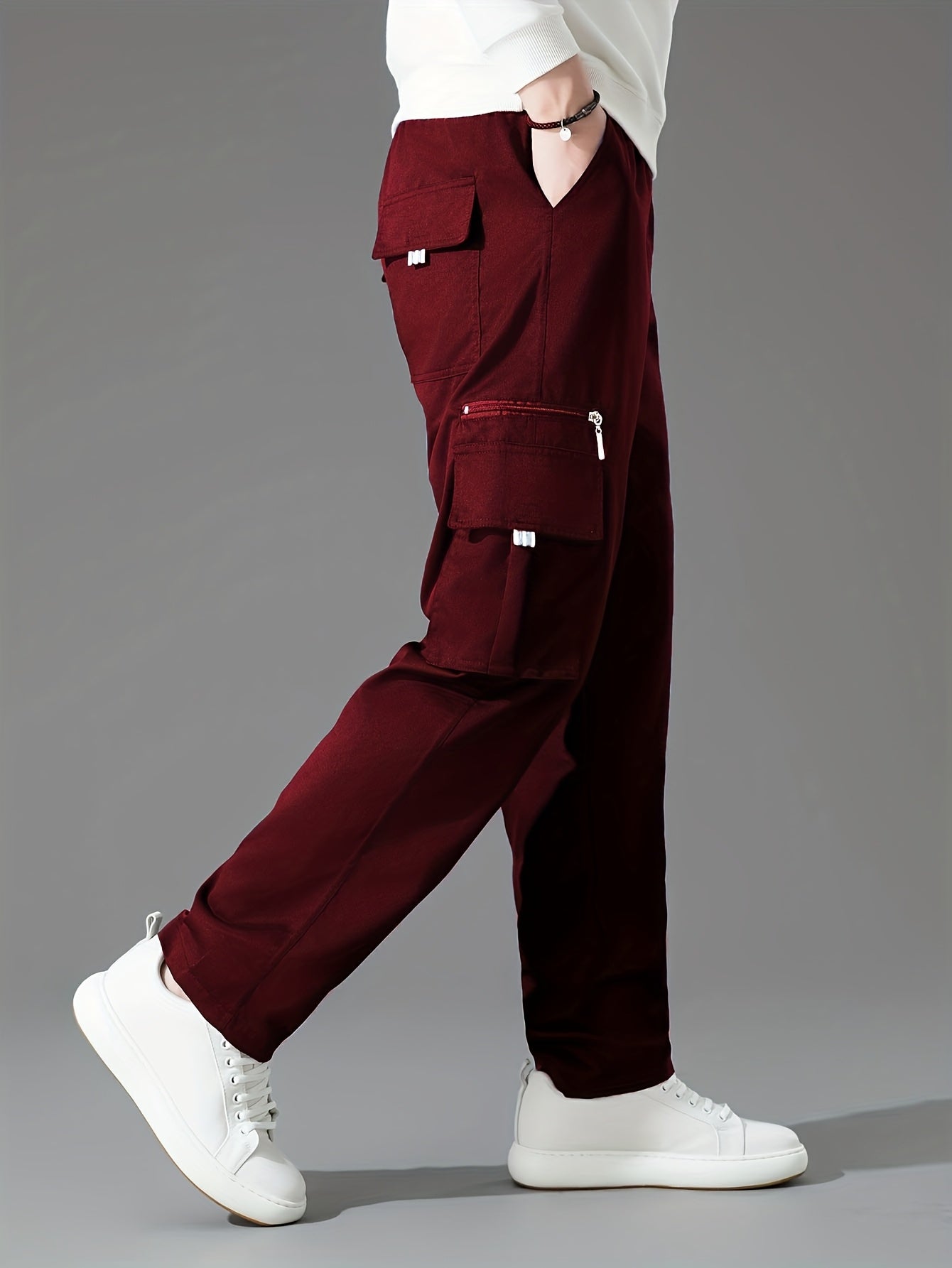 Men's light brown loose fit cargo trousers