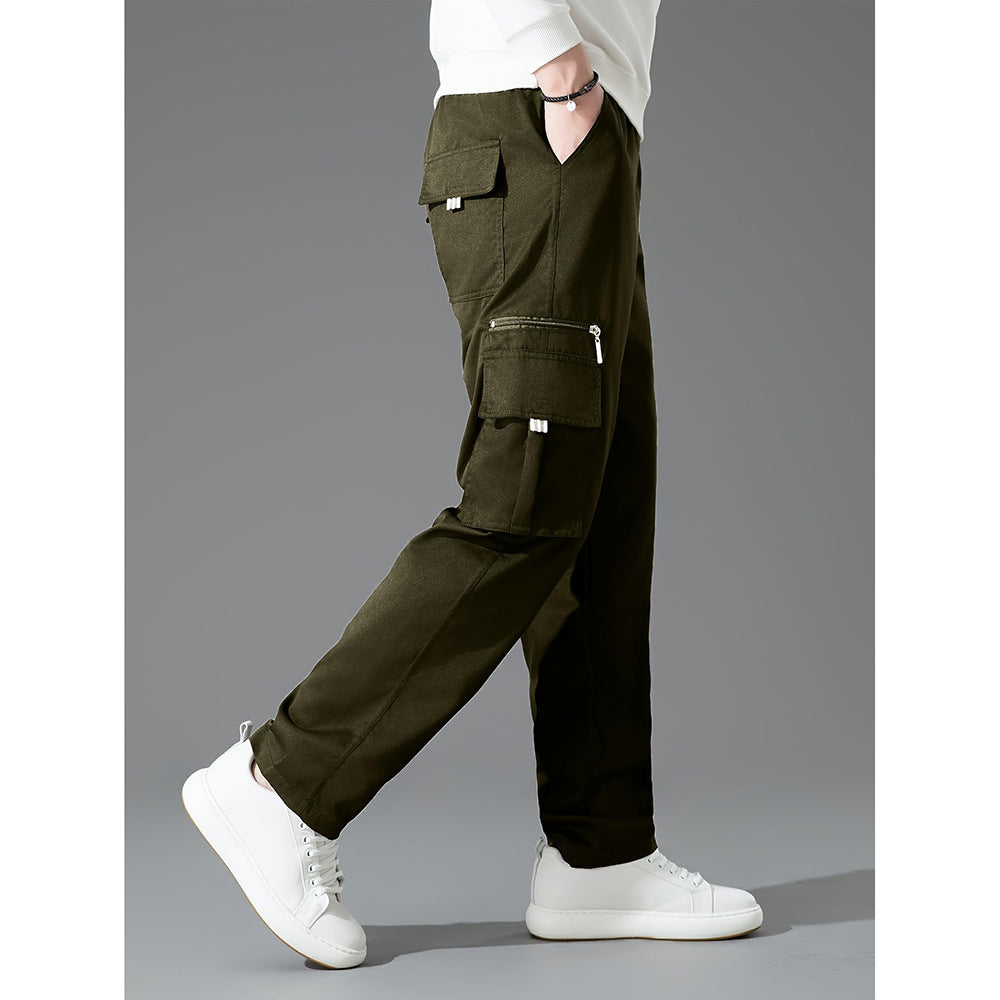Men's light brown loose fit cargo trousers