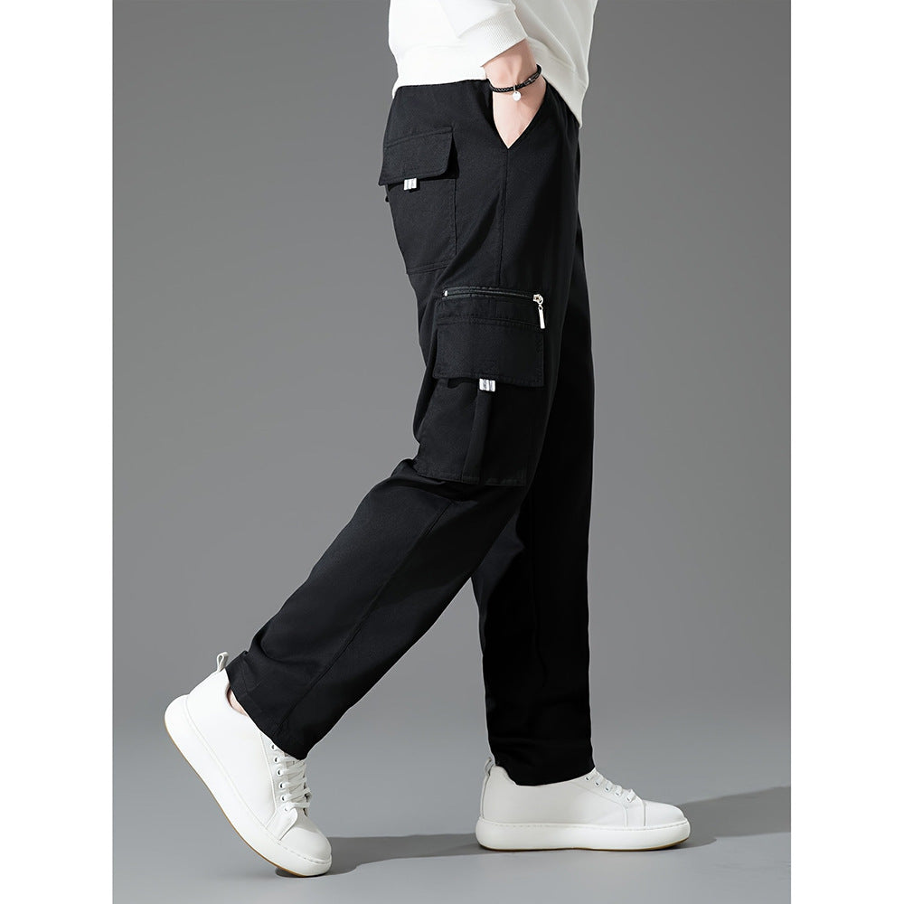 Men's grey loose fit cargo trousers