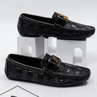 Men's Woven Leather Loafers - Smart Dress Shoes