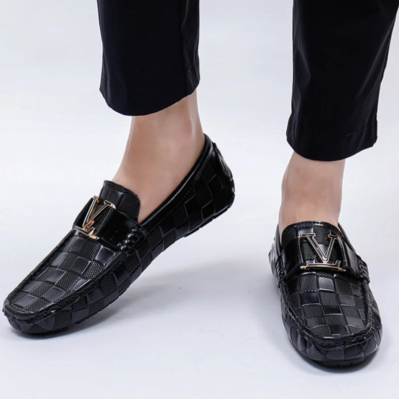 Men's woven leather loafers in a smart dress shoe style