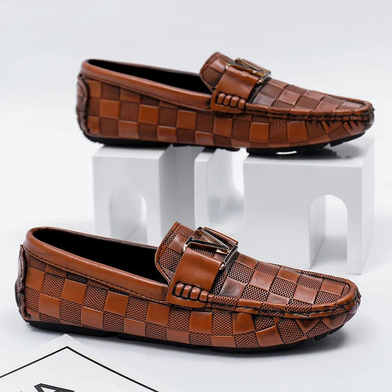Men's woven leather loafers in a smart dress shoe style