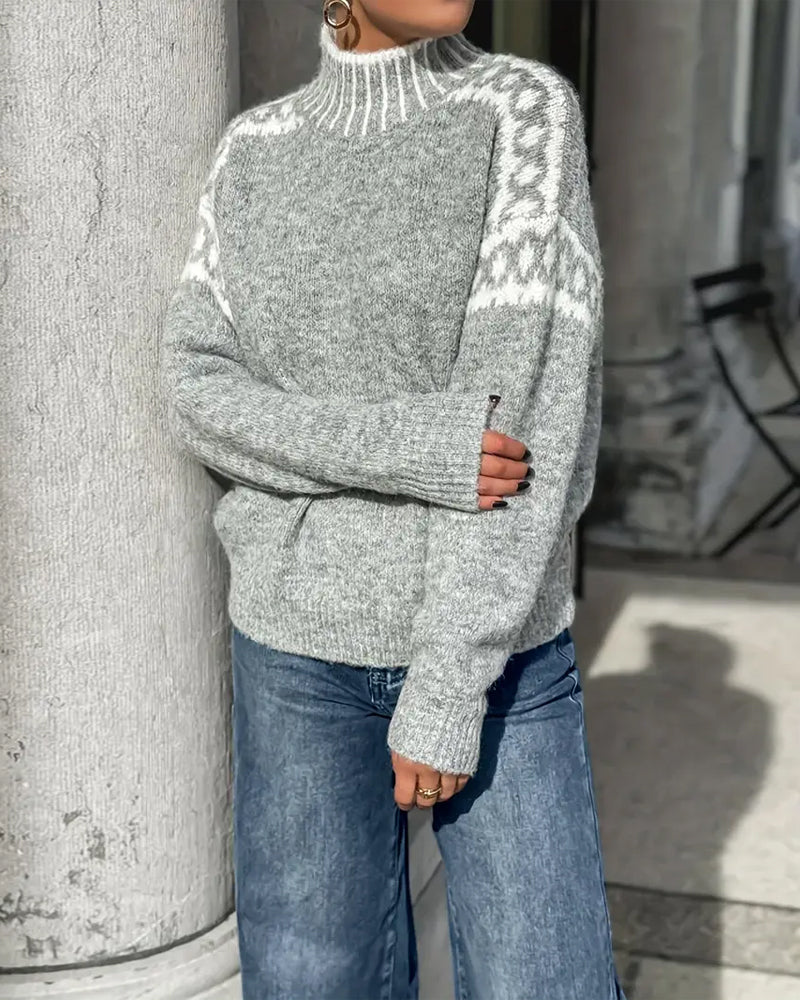 women's funnel neck jumper in grey