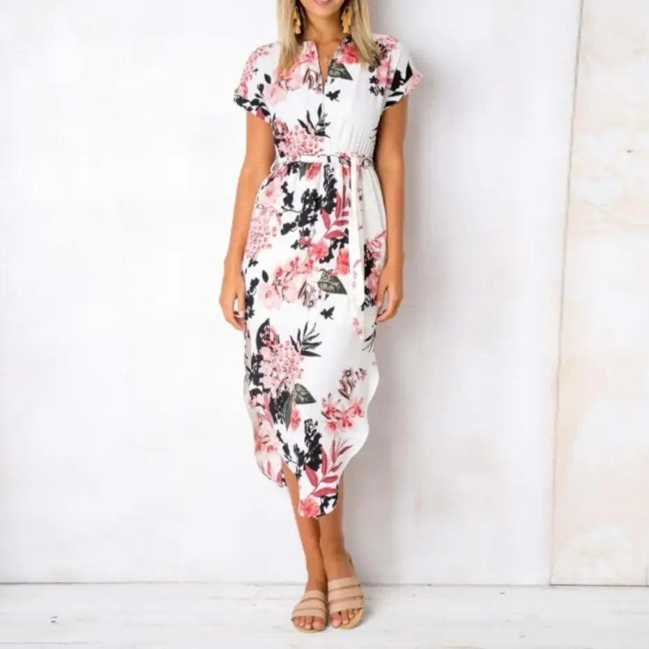 Lila | Floral Wrap Dress Collared Side Slit 3