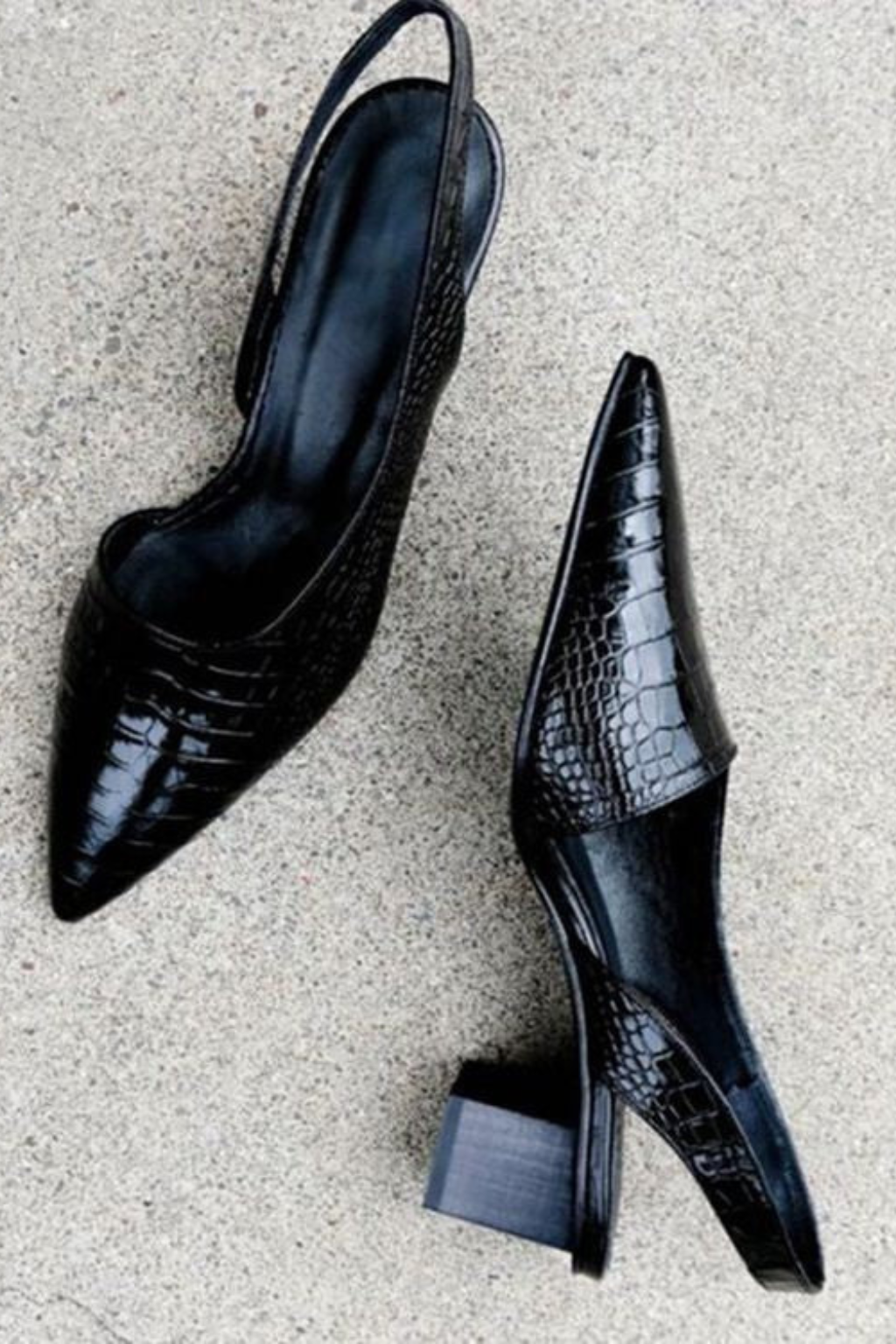 Women's pointed toe slingback court shoes with block heel