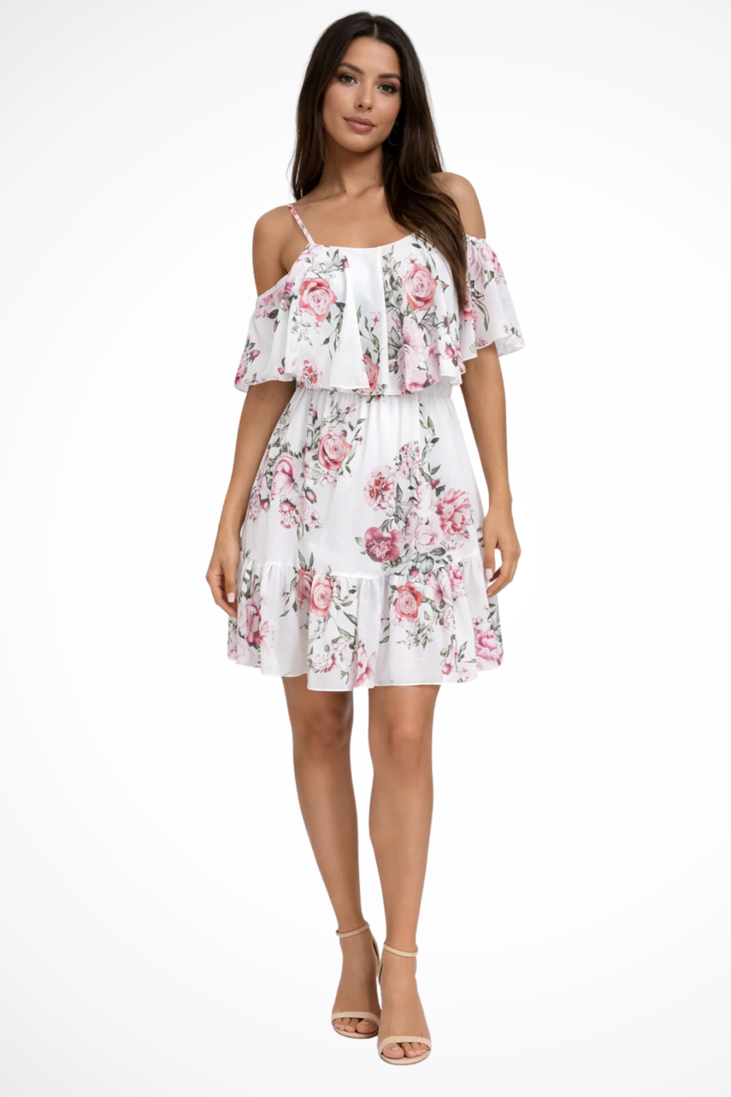 Women's off-shoulder floral ruffle mini dress