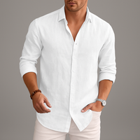 Men's Linen Button-Up Shirt - Casual Summer Shirt