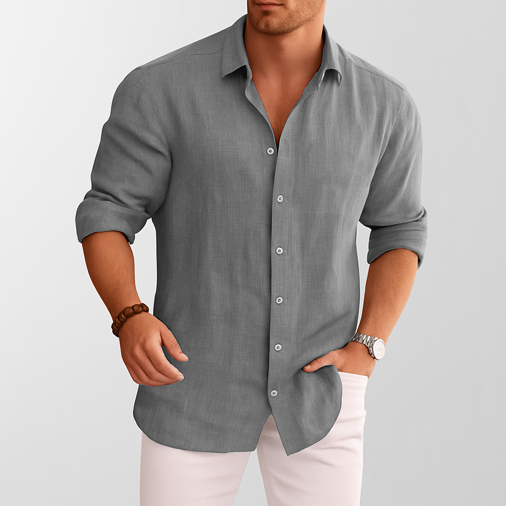 Men's linen button-up shirt for casual summer wear