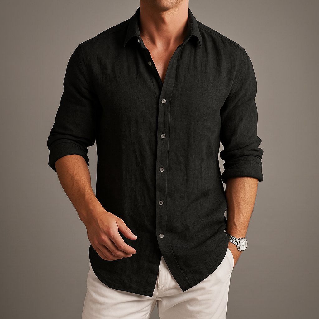 Men's linen button-up shirt for casual summer wear