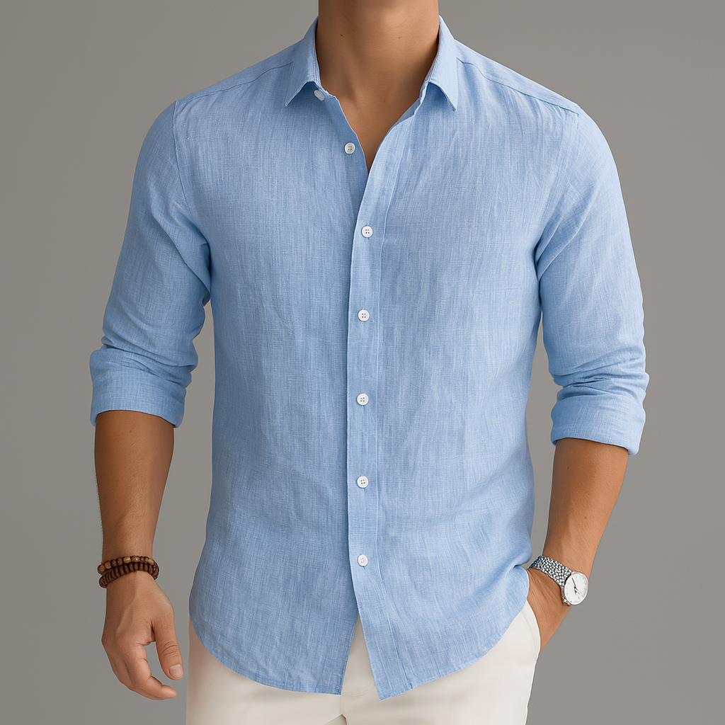 Men's linen button-up shirt for casual summer wear